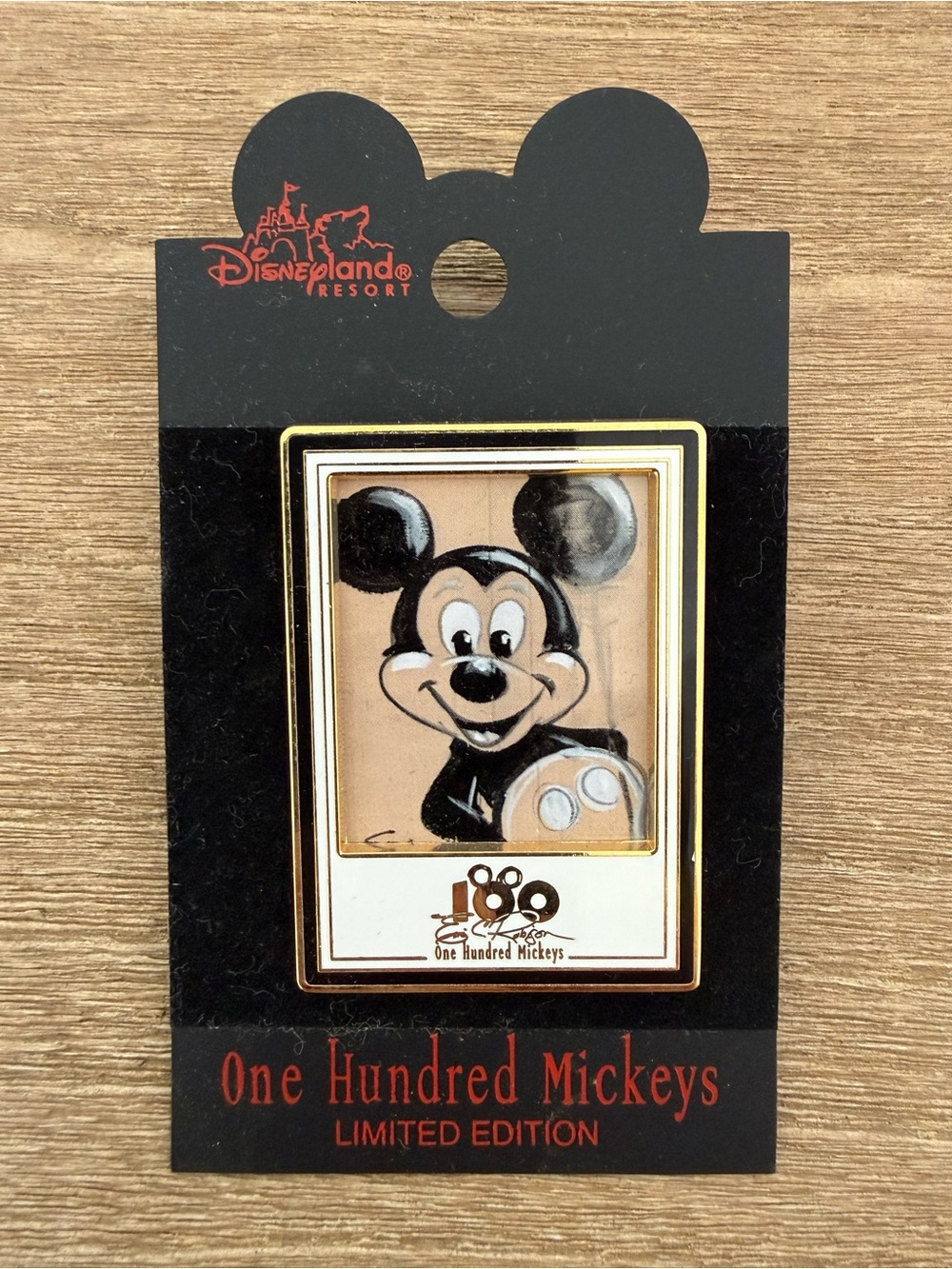Disney One Hundred Mickeys Black and Gold Enamel Brooch - New